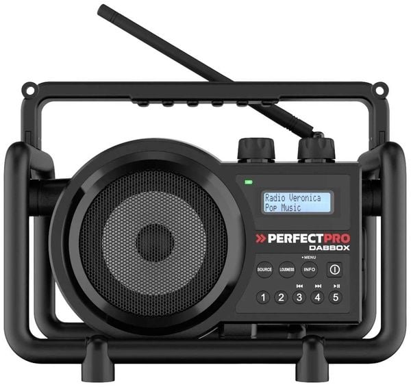 PerfectPro DABBOX Baustellenradio DAB+, UKW AUX, Bluetooth® stoßfest Schwarz