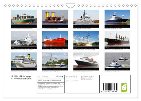 Produktbild: Schiffe - Unterwegs in Norddeutschland (Wandkalender 2026 DIN A4 quer), CALVENDO Monatskalender