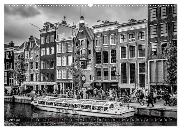 Produktbild: AMSTERDAM Stadtherz in Monochrom (Wandkalender 2026 DIN A2 quer), CALVENDO Monatskalender