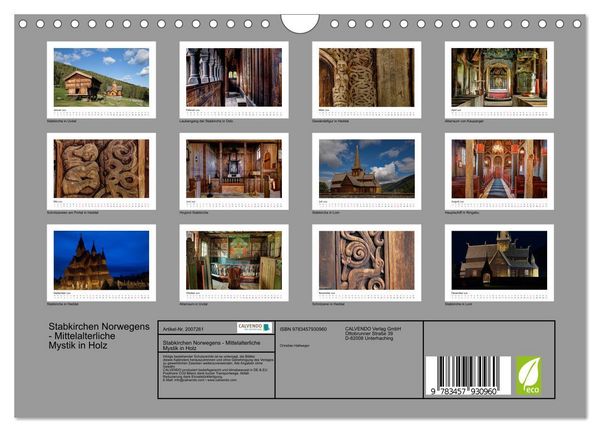Produktbild: Stabkirchen Norwegens - Mittelalterliche Mystik in Holz (Wandkalender 2026 DIN A4 quer), CALVENDO Monatskalender