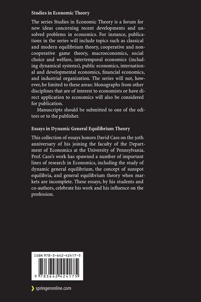 Produktbild: Essays in Dynamic General Equilibrium Theory
