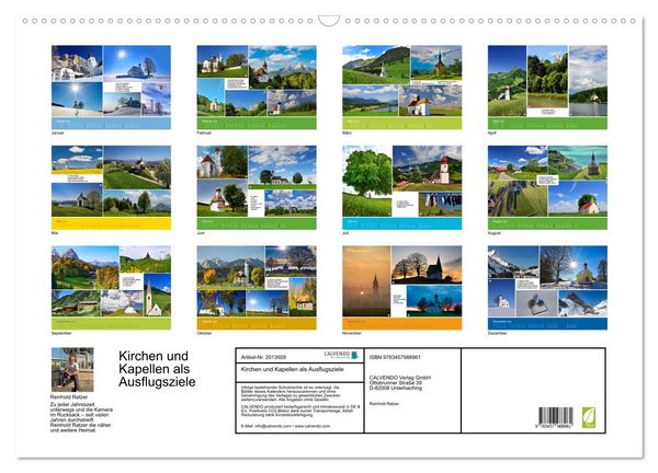 Produktbild: Kirchen und Kapellen als Ausflugsziele (Wandkalender 2026 DIN A2 quer), CALVENDO Monatskalender