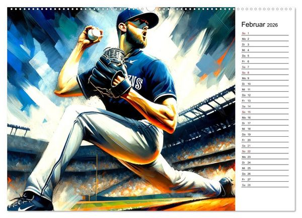 Produktbild: Baseball Acryl - Zwischen Realit&auml;t und KI Visionen (Wandkalender 2026 DIN A2 quer), CALVENDO Monatskalender