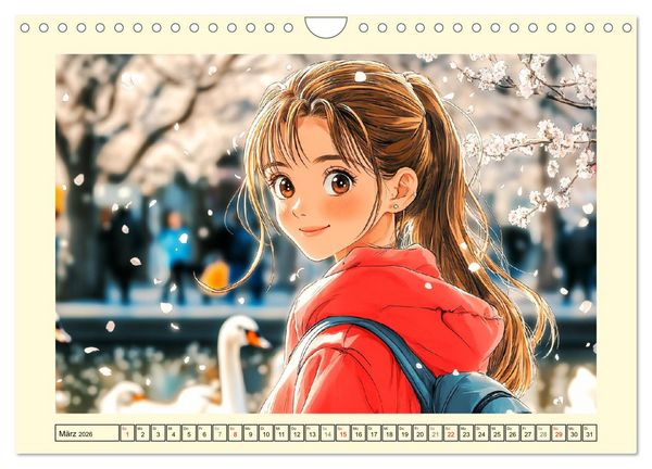 Produktbild: Manga M&auml;dchen. Ein Jahr voller Stadtabenteuer (Wandkalender 2026 DIN A4 quer), CALVENDO Monatskalender