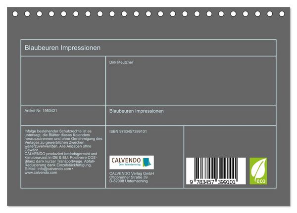 Produktbild: Blaubeuren Impressionen (Tischkalender 2026 DIN A5 quer), CALVENDO Monatskalender