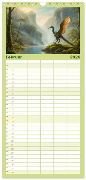 Produktbild: Familienplaner 2026 - Eine Reise in die Vergangenheit - Entdeckung der Tierwelt mit 5 Spalten (Wandkalender, 21 x 45 cm) CALVENDO