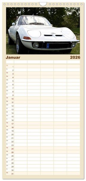 Produktbild: Familienplaner 2026 - Opel GT Der Kalender mit 5 Spalten (Wandkalender, 21 x 45 cm) CALVENDO
