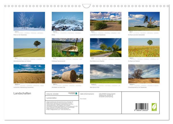 Produktbild: Landschaften (Wandkalender 2026 DIN A3 quer), CALVENDO Monatskalender