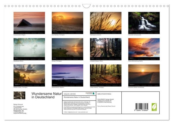 Produktbild: Wundersame Natur in Deutschland (Wandkalender 2026 DIN A3 quer), CALVENDO Monatskalender