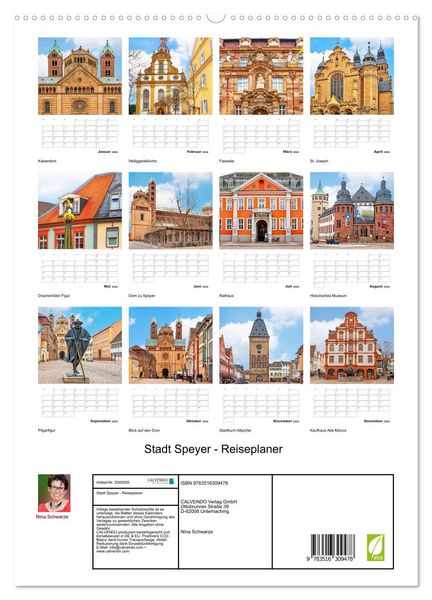 Produktbild: Stadt Speyer - Reiseplaner (hochwertiger Premium Wandkalender 2026 DIN A2 hoch), Kunstdruck in Hochglanz