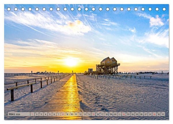 Produktbild: St. Peter Ording - Atemberaubende Momente (Tischkalender 2026 DIN A5 quer), CALVENDO Monatskalender