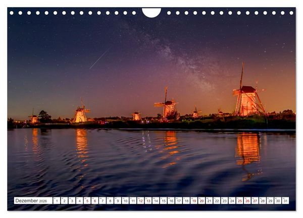 Produktbild: Die Windm&uuml;hlen von Kinderdijk - UNESCO Welterbe (Wandkalender 2026 DIN A4 quer), CALVENDO Monatskalender