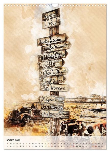 Produktbild: Route 66 - 2451 Meilen (Wandkalender 2026 DIN A3 hoch), CALVENDO Monatskalender