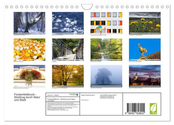 Produktbild: F&uuml;rstenfeldbruck - Streifzug durch Natur und Stadt (Wandkalender 2026 DIN A4 quer), CALVENDO Monatskalender