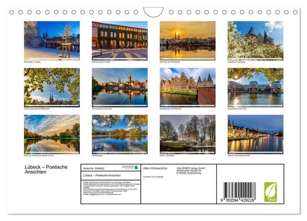 Produktbild: L&uuml;beck &ndash; Poetische Ansichten (Wandkalender 2027 DIN A4 quer), CALVENDO Monatskalender