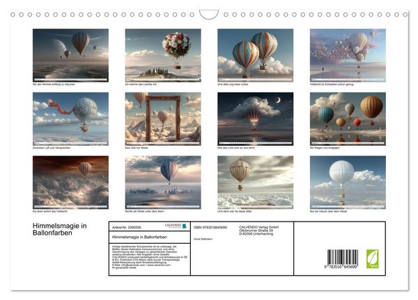 Produktbild: Himmelsmagie in Ballonfarben (Wandkalender 2026 DIN A3 quer), CALVENDO Monatskalender