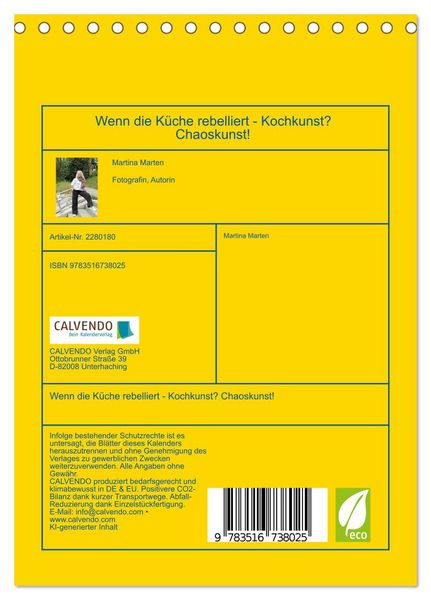Produktbild: Wenn die K&uuml;che rebelliert - Kochkunst? Chaoskunst! (Tischkalender 2026 DIN A5 hoch), CALVENDO Monatskalender