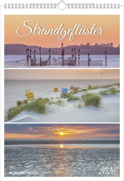 Produktbild: Strandgeflüster - Momente am Meer 2026 - Bildkalender A3 (29,7x42 cm) - mit Feiertagen - Triplets - drei Bilder pro Monat - Naturkalender - Wandplaner