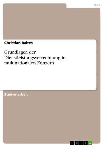 Produktbild: Grundlagen der Dienstleistungsverrechnung im multinationalen Konzern