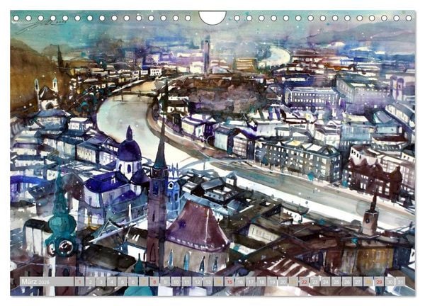 Produktbild: Aquarelle aus der Mozartstadt Salzburg (Wandkalender 2026 DIN A4 quer), CALVENDO Monatskalender