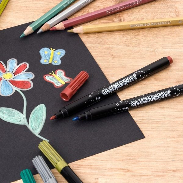 Produktbild: JOLLY Buntstifte Glitzerset Farbstifte und Fasermaler, 10er Set