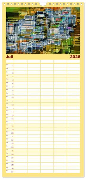 Produktbild: Familienplaner 2026 - Abstrakt mit 5 Spalten (Wandkalender, 21 x 45 cm) CALVENDO