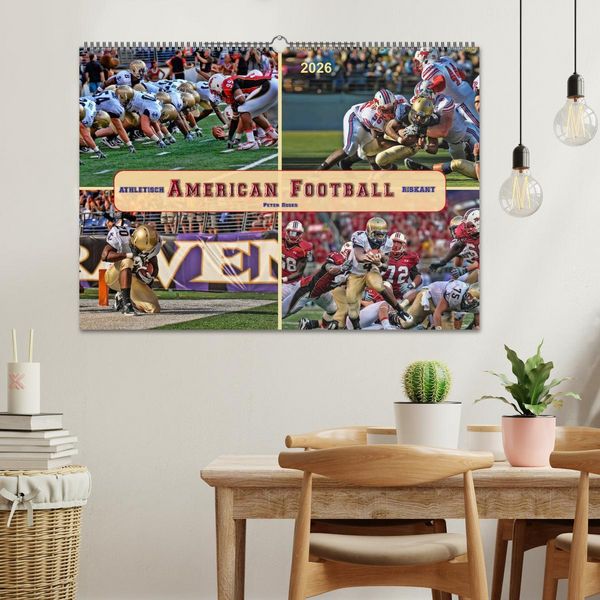 Produktbild: American Football - athletisch und riskant (Wandkalender 2026 DIN A2 quer), CALVENDO Monatskalender