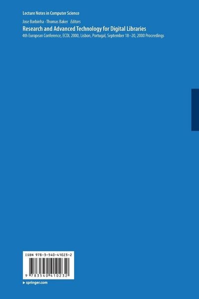Produktbild: Research and Advanced Technology for Digital Libraries