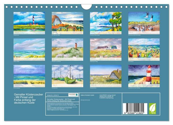 Produktbild: Gemalter K&uuml;stenzauber - Mit Pinsel und Farbe entlang der deutschen K&uuml;ste (Wandkalender 2027 DIN A4 quer), CALVENDO Monatskalender