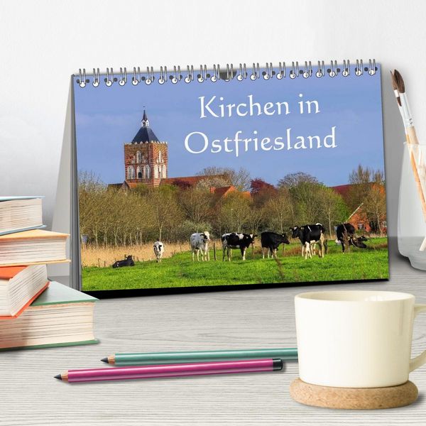 Produktbild: Kirchen in Ostfriesland (Tischkalender 2026 DIN A5 quer), CALVENDO Monatskalender