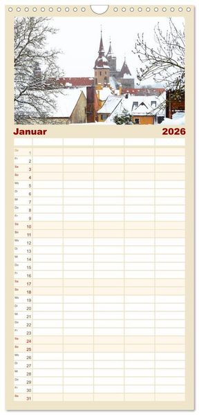 Produktbild: Familienplaner 2026 - Ein Spaziergang durch Feuchtwangen mit 5 Spalten (Wandkalender, 21 x 45 cm) CALVENDO