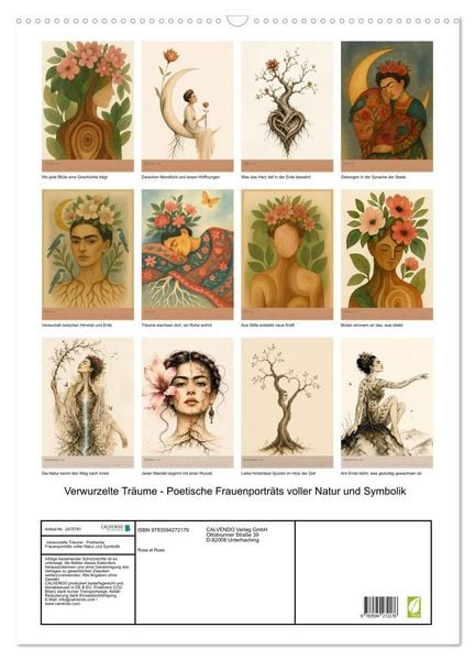 Produktbild: Verwurzelte Tr&auml;ume - Poetische Frauenportr&auml;ts voller Natur und Symbolik (Wandkalender 2027 DIN A2 hoch), CALVENDO Monatskalender