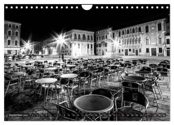 Produktbild: Leuchtendes Venedig &hellip;in monochrom (Wandkalender 2026 DIN A4 quer), CALVENDO Monatskalender