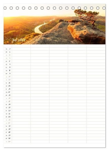 Produktbild: Familienkalender - Wandern im Elbsandsteingebirge (Tischkalender 2027 DIN A5 hoch), CALVENDO Monatskalender