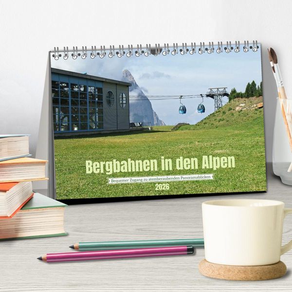 Produktbild: Bergbahnen in den Alpen (Tischkalender 2026 DIN A5 quer), CALVENDO Monatskalender