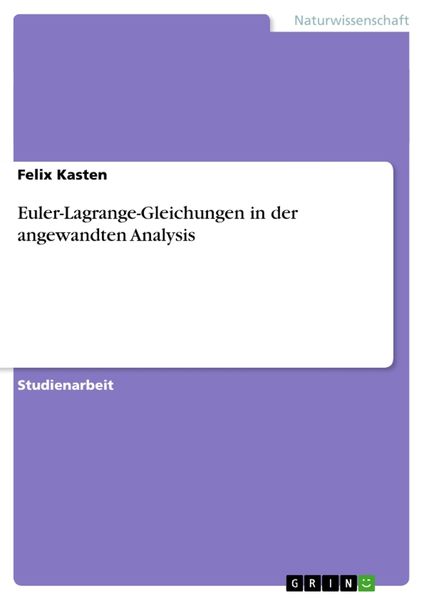 Produktbild: Euler-Lagrange-Gleichungen in der angewandten Analysis