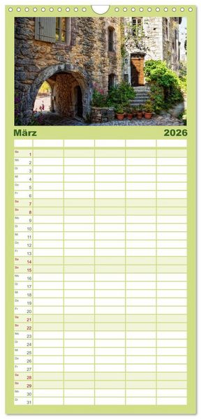 Produktbild: Familienplaner 2026 - Provence romantique mit 5 Spalten (Wandkalender, 21 x 45 cm) CALVENDO