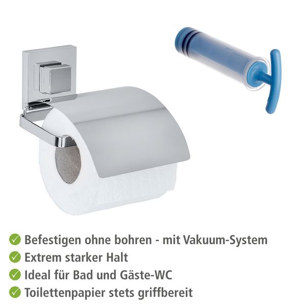 Produktbild: Vacuum-Loc&reg; Edelstahl Toilettenpapierhalter Cover Mod. Quadro, Befestigen ohne bohren