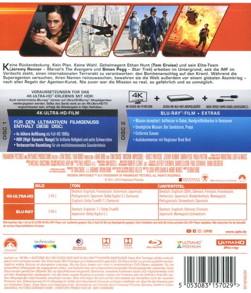 Produktbild: Mission: Impossible - 4 - Phantom Protokoll 4K UHD