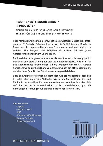 Produktbild: Requirements Engineering in IT-Projekten. Eignen sich klassische oder agile Methoden besser f&uuml;r das Anforderungsmanagement?