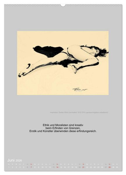 Produktbild: EROTISCHE BODYPAINTING ZITATE - HOMMAGE AN KLIMT, SCHIELE UND PICASSO (hochwertiger Premium Wandkalender 2026 DIN A2 hoch), Kunstdruck in Hochglanz