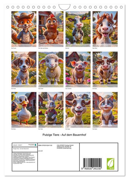 Produktbild: Putzige Tiere - Auf dem Bauernhof (Wandkalender 2026 DIN A4 hoch), CALVENDO Monatskalender
