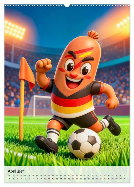 Produktbild: Food‑Fu&szlig;baller - Lustiger kulinarischer Fu&szlig;ballspa&szlig; (Wandkalender 2027 DIN A2 hoch), CALVENDO Monatskalender