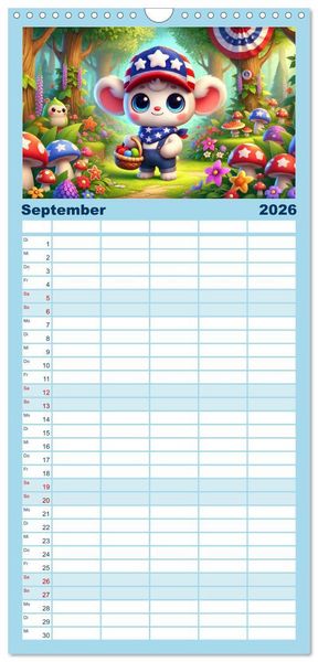 Produktbild: Familienplaner 2026 - Buddy Stars - Abenteuer f&uuml;r Kinder mit 5 Spalten (Wandkalender, 21 x 45 cm) CALVENDO