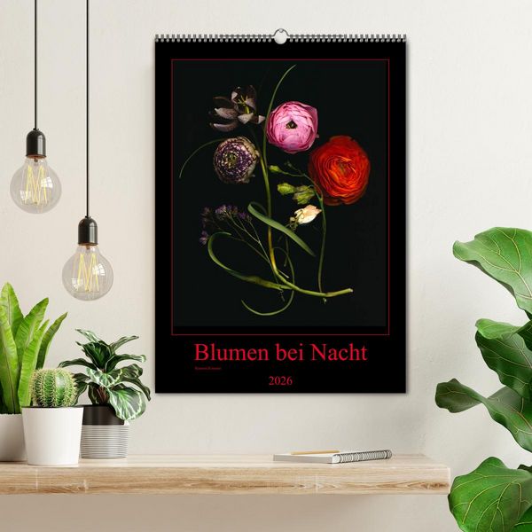 Produktbild: Blumen bei Nacht (Wandkalender 2026 DIN A2 hoch), CALVENDO Monatskalender