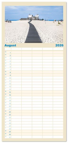 Produktbild: Familienplaner 2026 - Norderney Sehnsuchtskalender mit 5 Spalten (Wandkalender, 21 x 45 cm) CALVENDO