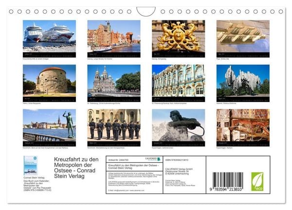 Produktbild: Kreuzfahrt zu den Metropolen der Ostsee - Conrad Stein Verlag (Wandkalender 2027 DIN A4 quer), CALVENDO Monatskalender