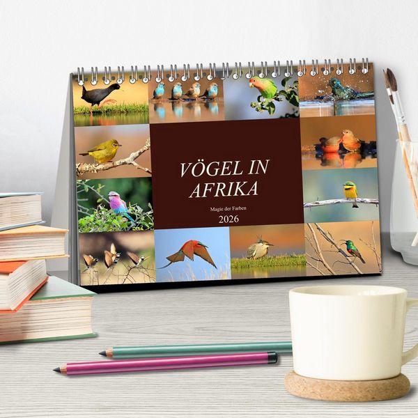 Produktbild: V&ouml;gel in Afrika - Magie der Farben (Tischkalender 2026 DIN A5 quer), CALVENDO Monatskalender