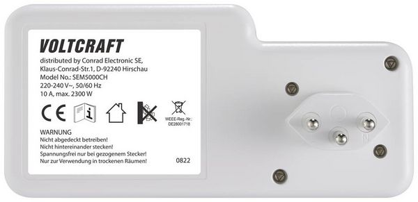 Produktbild: VOLTCRAFT SEM5000 CH Energiekosten-Messger&auml;t Kostenprognose, Alarmfunktion, Stromtarif einstellbar, Datenloggerfunktion