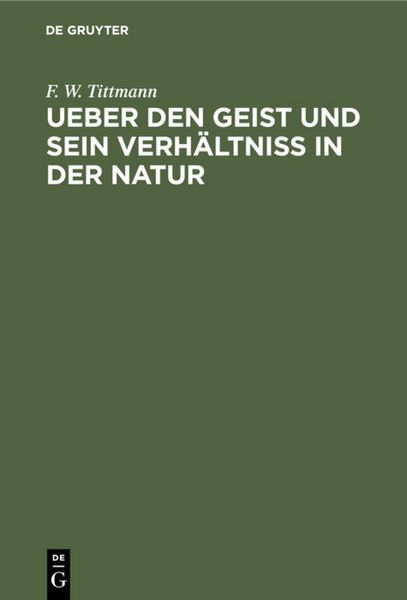 Produktbild: Ueber den Geist und sein Verh&auml;ltni&szlig; in der Natur